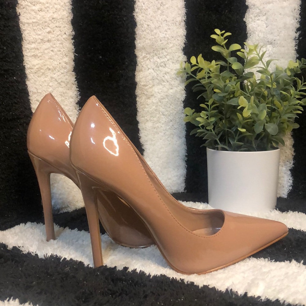 Nude Patent Leather Pumps